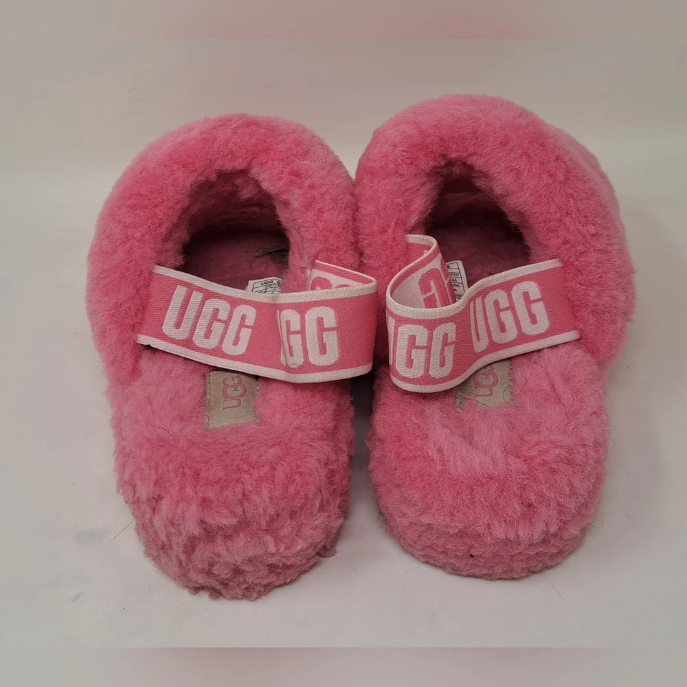 Ugg Women's Fluff Yeah Slide Slippers Fuzzy Pink Sandals Strappy Slip On 7 US - Picture 2 of 10